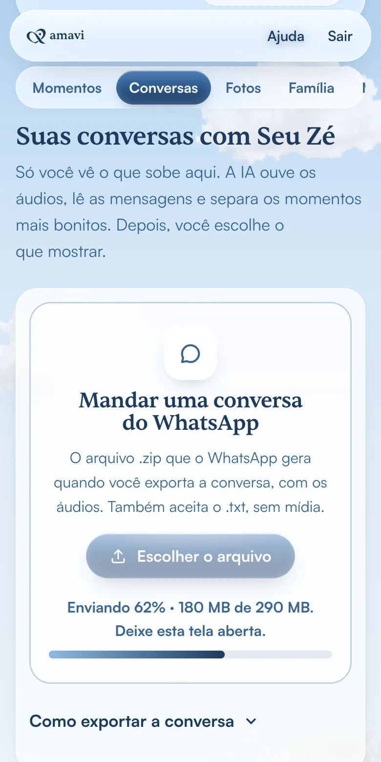 Barra de envio em 62 por cento