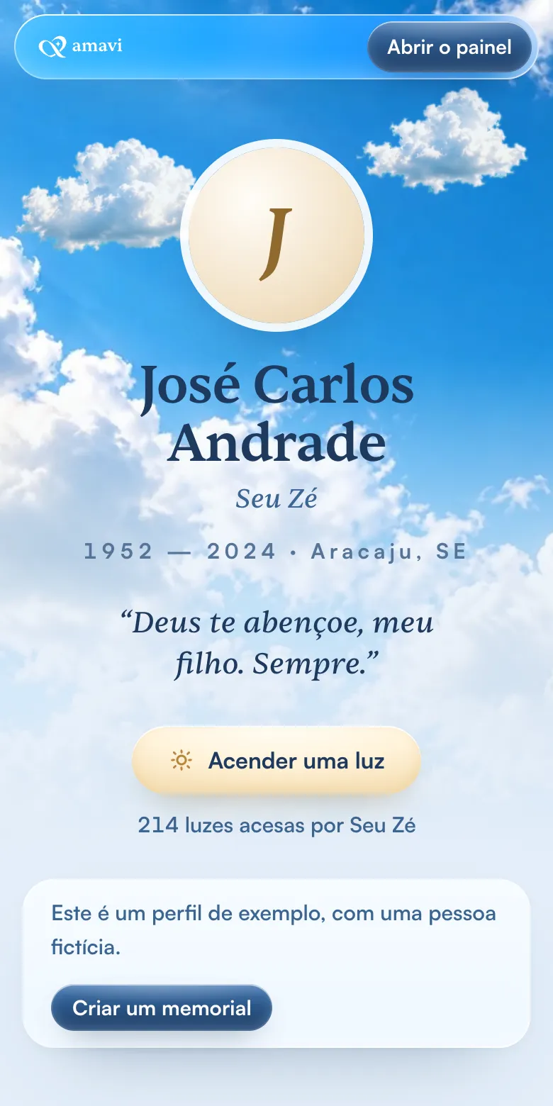 Página de José Carlos Andrade com o botão Acender uma luz